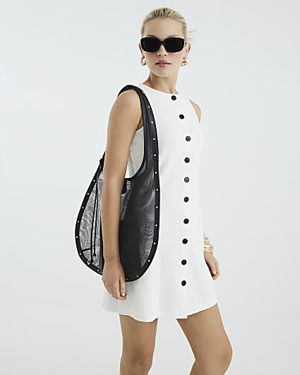 Cream Sleeveless Button Through Shift Dress