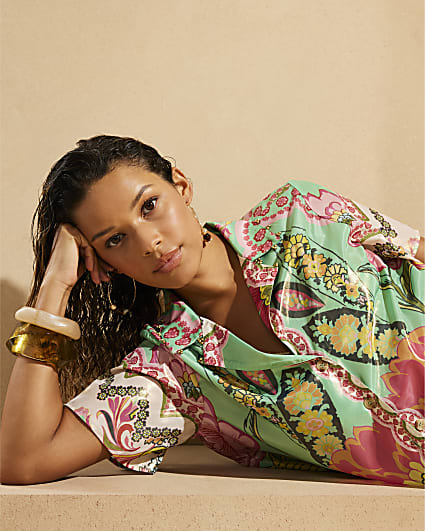 Green Del Maar Floral Resort Shirt
