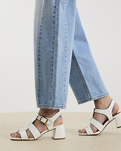 White Fisherman Block Heeled Sandals