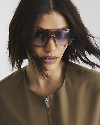 Grey Square Wrap Sunglasses