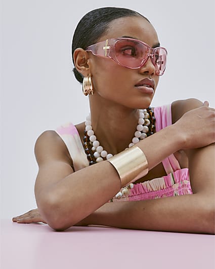 Pink Oversized Wrap Sunglasses