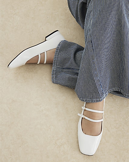 White Square Toe Mary Jane Shoes