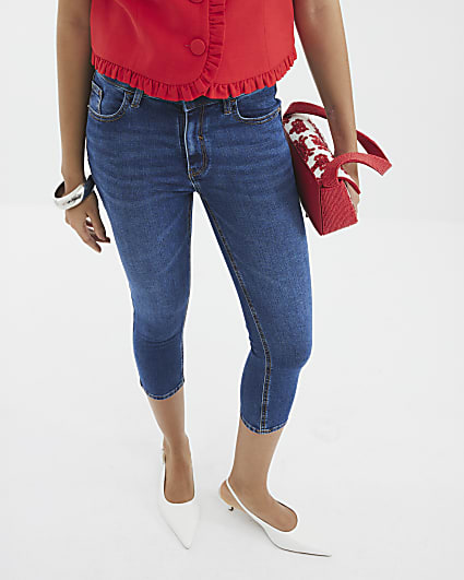 Blue Skinny Capri Jeans