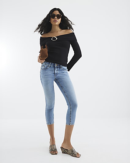 Blue Skinny Capri Jeans