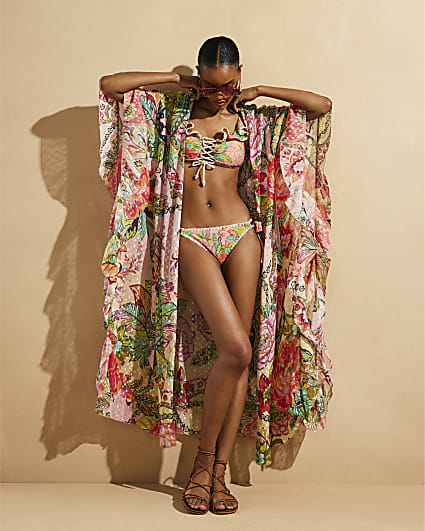 Pink Del Maar Floral Chiffon Kaftan