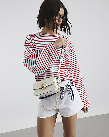 White RR Satchel Bag
