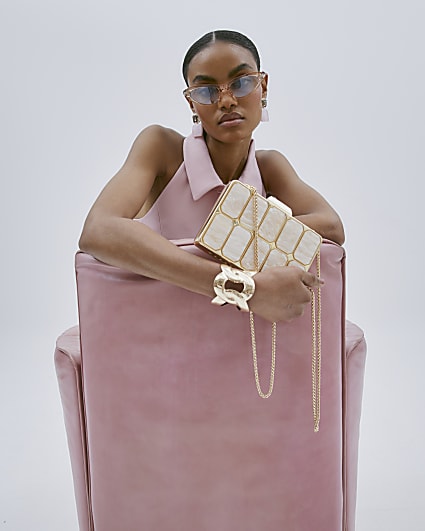 Gold Resin Hard Clutch Bag