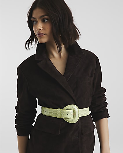 Green Large Buckle Croc Belt