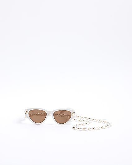 White Pearl Chain Sunglasses