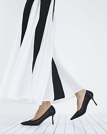 Black Mesh Court Heels