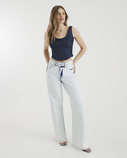 Ecru Bleached Relaxed Straight Leg Jeans
