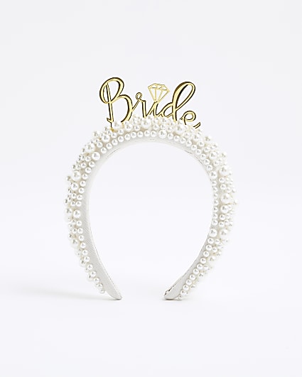 White Pearl Bride Headband