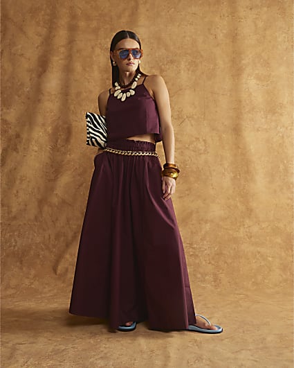 Purple Poplin Maxi Skirt