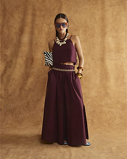 Purple Sleeveless Poplin Cami Top
