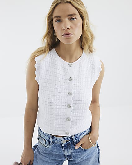 White Knit Waistcoat