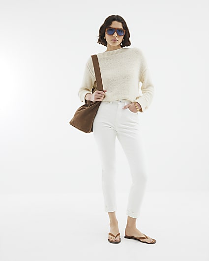 White High Rise Mom Jeans