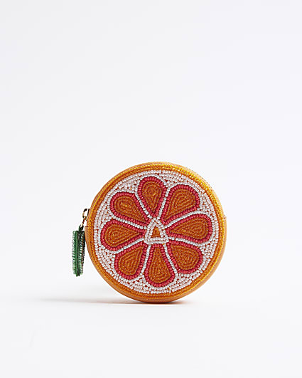Orange Premium Beaded Orange Pouch