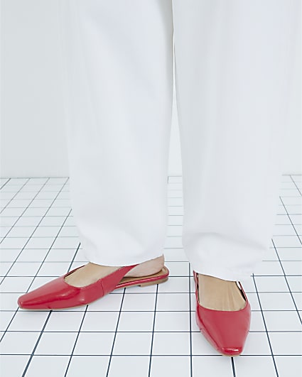 Red Slingback Pointed Toe Flat Shoes