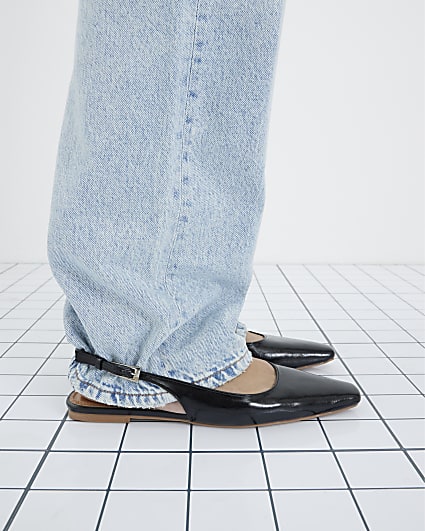 Black Slingback Pointed Toe Flat Shoes