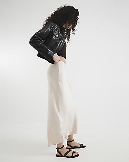 Pink Satin Maxi Skirt