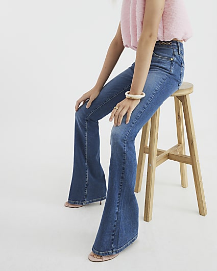 Blue Snaffle Mid Rise Bootcut Jeans