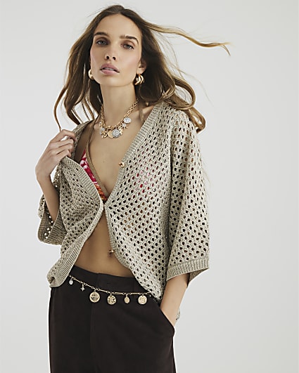 Gold Crochet Cardigan