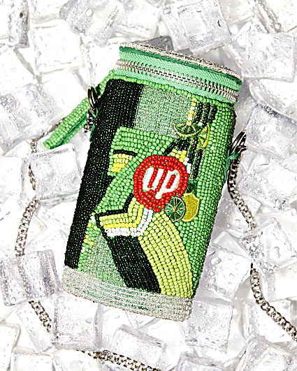 Green Premium 7up Beaded Can Shoulder Bag