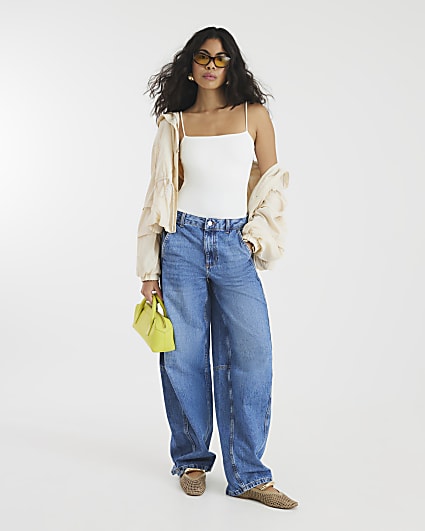 Seamed Balloon Barrel Jeans