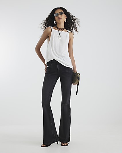 Black Snaffle Trim Detail Bootcut Jeans