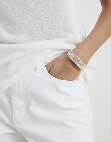 Silver Crystal Cuff Bracelet