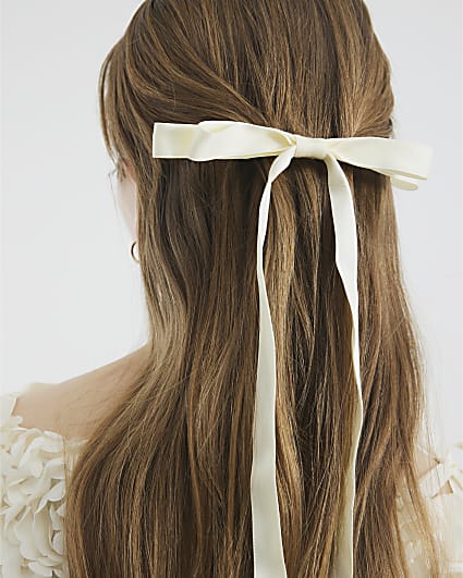 White Skinny Cream Bow