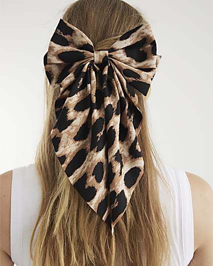 Brown Leopard Bow Hair Clip