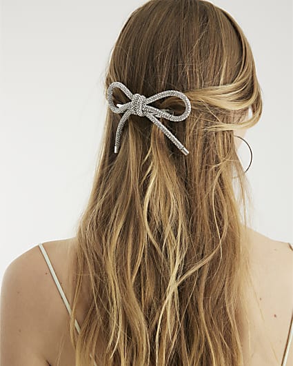 Silver Jelly Bow Hair Clip