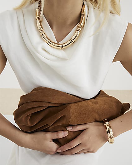Gold Bamboo Collar Necklace