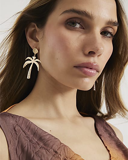 Gold Palm Tree Earrings
