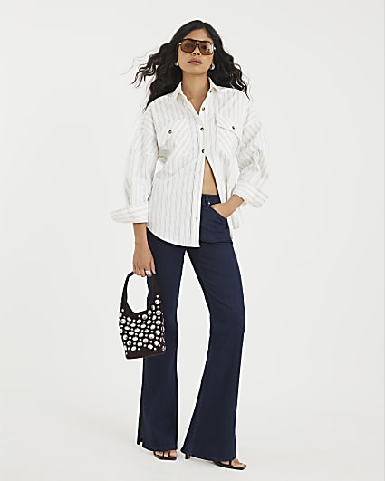 Indigo High Rise Flared Jeans