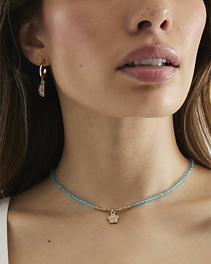 Gold 3 Pack Drop Hoop Fruit Earrings