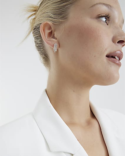 Silver Pack of 3 Cup Chain Earrings
