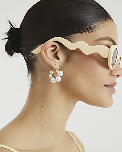 White Bubble Pearl Hoop Earrings