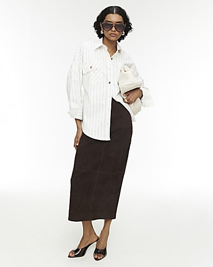 RI Studio White Stripe Cocoon Sleeve Shirt