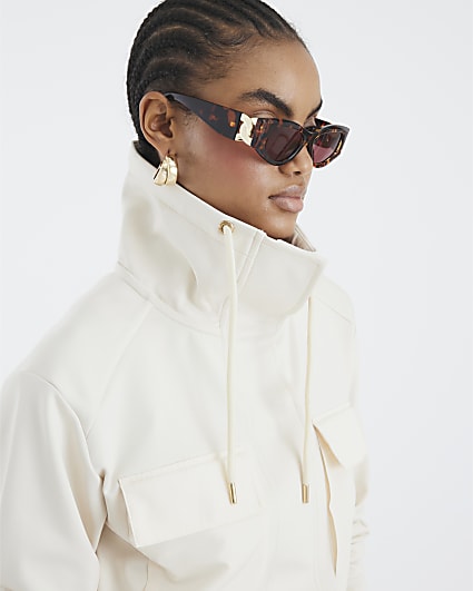 Cream Long Sleeve Utility Pocket Sweatshirt