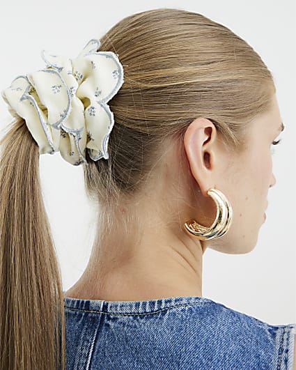 Blue Floral Scruchie