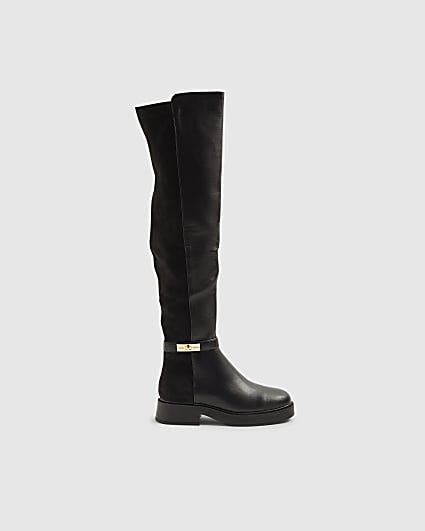 Black Flat Over the knee Riding Boots