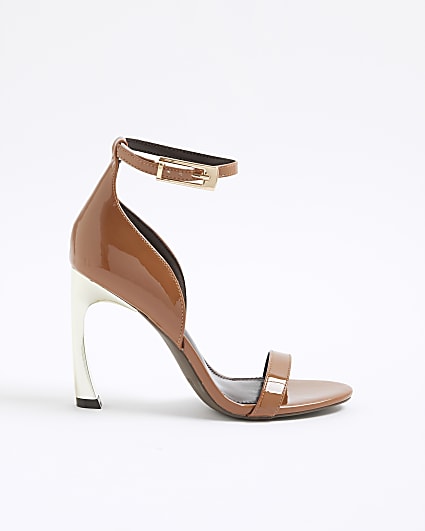 Brown Closed Back Banana Heel Sandals