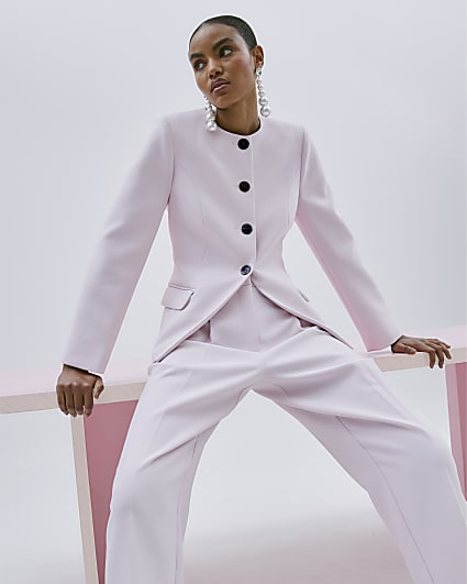 Pink Collarless Jacket