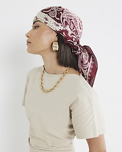Red Paisley Print Bandana