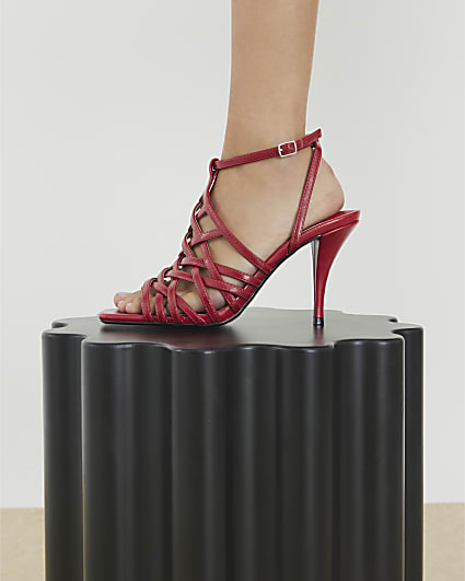 Red Strappy Heeled Sandals