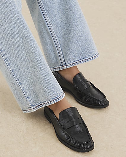 Black Ruched Loafers