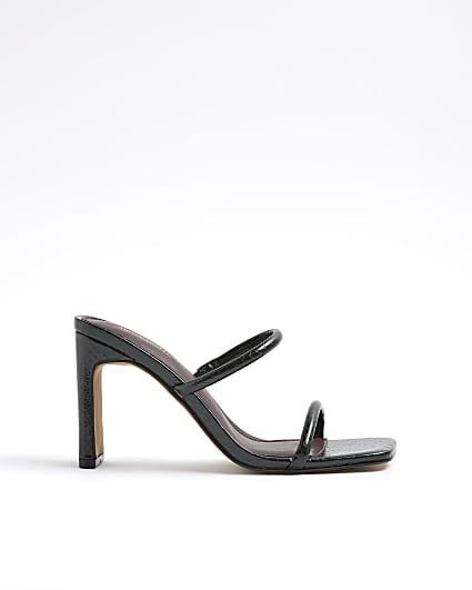 Black Wide Fit Double Strap Mule Sandals