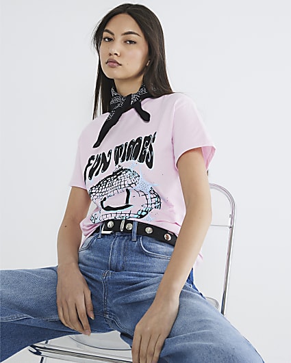 Pink Short Sleeve Disco Smiley T-shirt